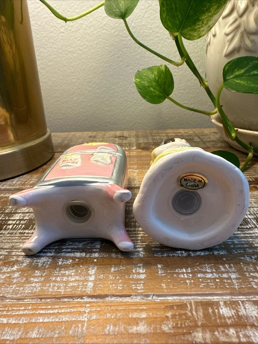 Vintage Dearie Cheery Weary Lady with Refrigerator Salt Pepper Shaker Set